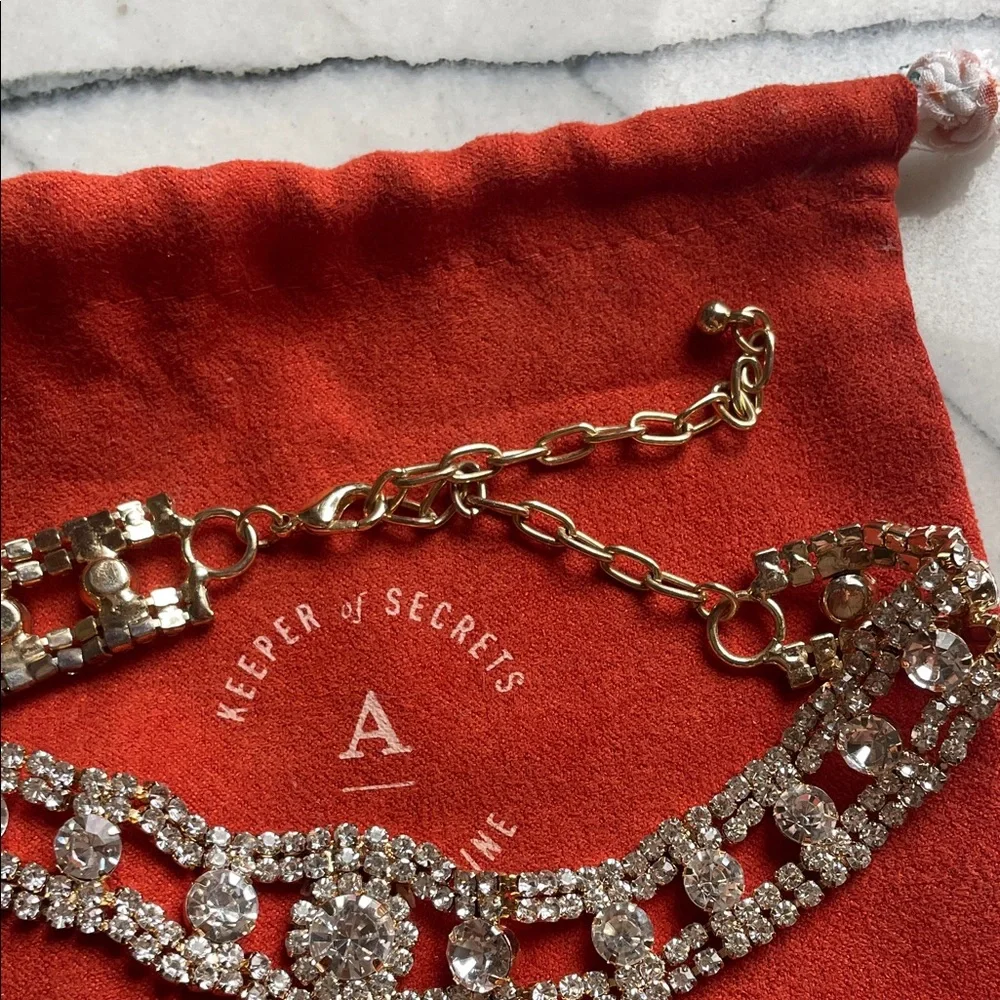 Anthropologie Gold and Silver Crystal Choker/Necklace - Picture 3 of 3